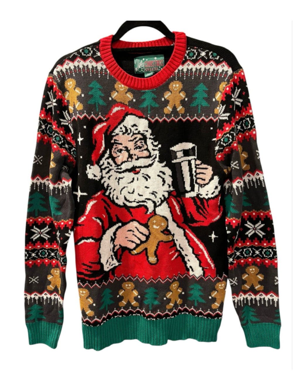 The Ugly Sweater Co NWT Men's Santa Claus Beer Gingerbread Christmas Sweater M